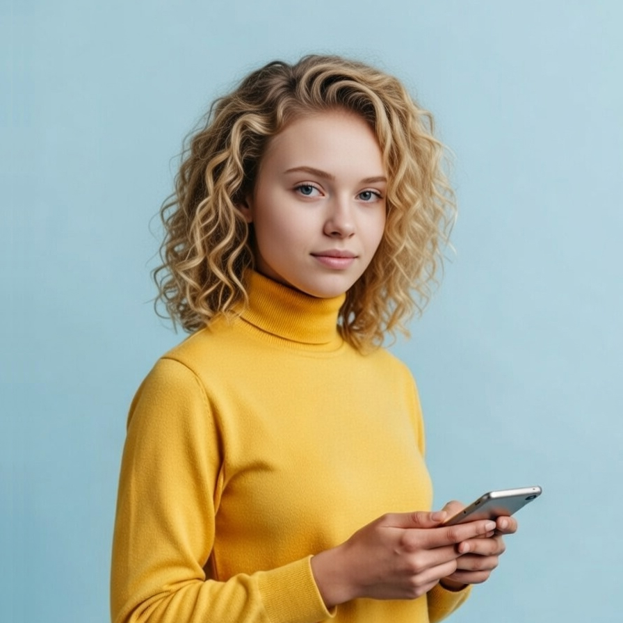 Woman in yellow sweater